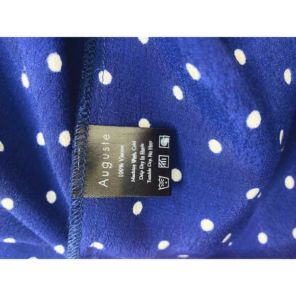 AUGUSTE THE LABEL "Lilly" Navy Blue Polka Dot Maxi Wrap Dress US 4 - Picture 13 of 13